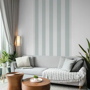 PLAGE Papier peint panoramique, rayure vert de gris, tendance rayure, 250 cm X 150 cm pas cher