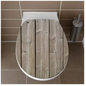 Plage Sticker décoratif abattant toilettes, trompe l'oeil planche de bois brut, 33 cm X 38 cmVendu paramazon