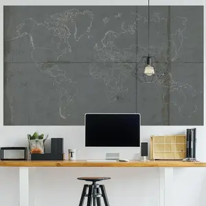 PLAGE Papier peint intissé mappemonde 250 cm X 150 cm - Déco murale industrielle pour mur en béton unique et originale.Vendu paramazon