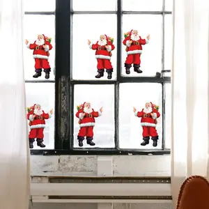 PLAGE Sticker Père Noël 23x67cm - Décoration Vitre Fenêtre Noël Électrostatique pour Noël. pas cher