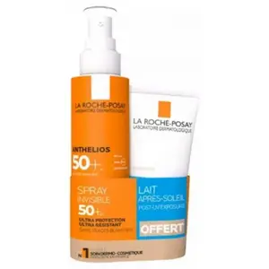 La Roche Posay Anthelios Spray solaire Invisible Corps SPF50+ 200mL + Lait après-soleil 75mL offert pas cher