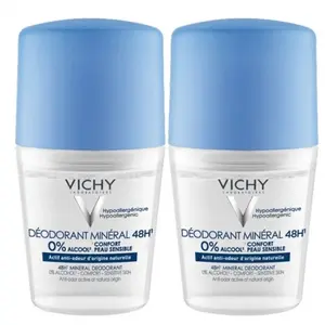 Comparateur de prix : Vichy Déodorant Minéral 48h Roll-On Lot de 2 x 50ml