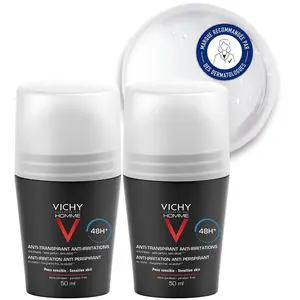 Comparateur de prix : Vichy Homme Déodorant Bille Anti-Transpirant Anti-traces 2 x 50 ml