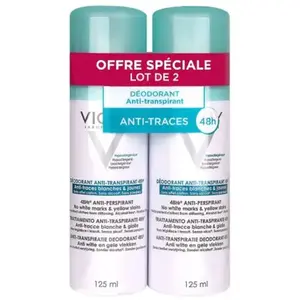 VICHY Lot*2 Aérosol anti transpirant 48h, Anti-Traces, anti effet carton