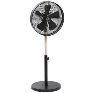 FARELEK CALIFORNIA Noir & Bois - Ventilateur sur pied Ø40cm 50W oscillant pas cher