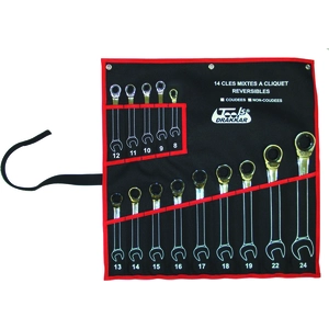 Jeu de 14 clés mixtes coudées à cliquet - Marque - Modèle - Dimensions : 8 à 24 mm - Type d'embout: A fourche pas cher