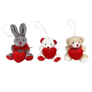 Lot De 3 Petites Peluches Ours Et Lapin - Décoration De Sapin