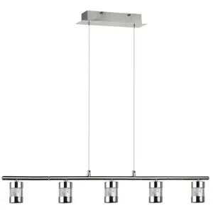 Suspension led 5 lumières MOON coloris chrome pas cher