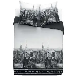 Parure housse de couette 260x240 cm + 2 taies d'oreiller 63x63 cm NY BY NIGHT pas cher