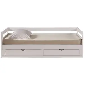 Lit banquette 90x190 cm COZY W coloris blanc pas cher