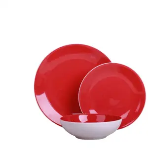 Service 18 pièces en grès CANDI coloris rouge pas cher