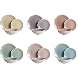 LOMOCO Set vaisselle 18 pièces en grès COLORS PRINTEMPS coloris assortis pas cher