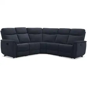 Canapé d'angle bleu relax manuel 5 pl WONDER pas cher
