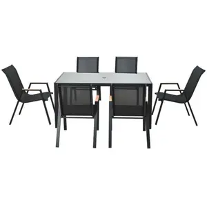 Ensemble table de jardin 150 cm + 6 fauteuils MANOSQUE pas cher