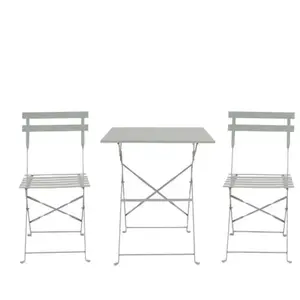 Ensemble table pliante carrée 60 cm + 2 chaises pliantes PARMA coloris grisVendu parconforama