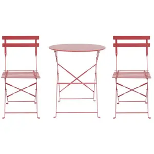 Ensemble table pliante ronde 60 cm + 2 chaises pliantes PRATO coloris rougeVendu parconforama
