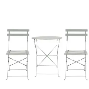 Ensemble table pliante ronde 60 cm + 2 chaises pliantes PRATO coloris grisVendu parconforama