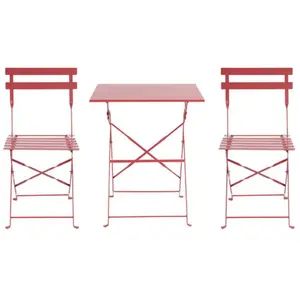 Ensemble table carrée 60 cm + 2 chaises pliantes PARMA coloris rougeVendu parconforama
