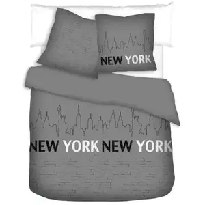 Parure de lit Housse+ 2 taies 220x240cm CITY NY pas cher
