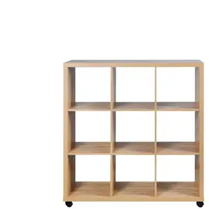Bibliothèque 9 cases ALVIN coloris bois clair pas cher