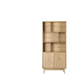 Bibliothèque 2 portes LOMOCO GASPARD coloris bois clair pas cher