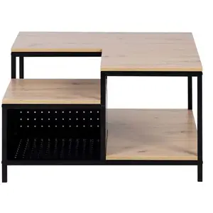 Table basse carrée RICHIE 2 coloris noir/ chêne pas cher