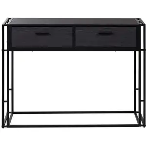 Conforama Console 2 tiroirs METTALIC coloris noir pas cher