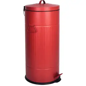 Poubelle cuisine 30 L RETRO coloris rouge pas cher