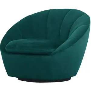 Fauteuil pivotant BOGOTA en velours coloris bleu canard pas cher