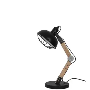 Lampe Métal et bois 51 cm noir pas cher