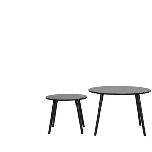 Lot de 2 tables basses gigognes rondes CORK coloris noir pas cher