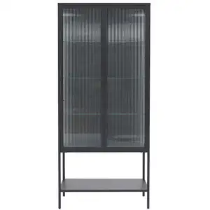 Vitrine en verre 2 portes LOMOCO VIDRIO coloris noirVendu parconforama