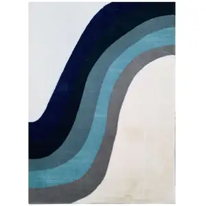 Tapis 160x230 cm ARC coloris bleu pas cher