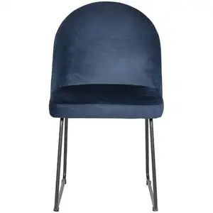 Chaise en velours DAPHNE coloris bleu pas cher