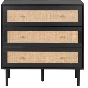Commode 3 tiroirs BORA coloris noir pas cher