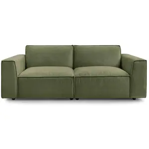 Canapé droit fixe 3 places BOBOCHIC X CONFORAMA OCTAVE coloris vert pas cher