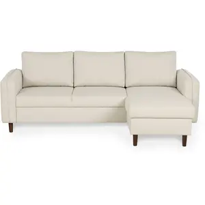 Canapé d'angle beige fixe 2 places LODIE pas cher