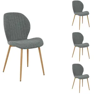 Lot de 4 chaises en tissu LOLA coloris gris clair pas cher