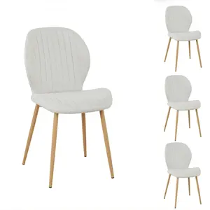 Lot de 4 chaises en tissu LOLA coloris beige pas cher