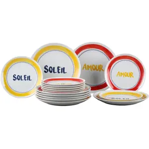 Set vaisselle 12 . Porcelaine multicolor FEEL GOOD pas cher