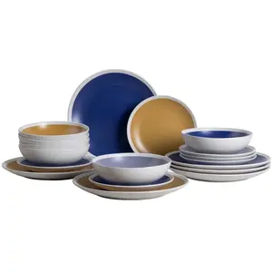 LOMOCO Set vaisselle 18 . Faïence coloris assor COULEURS pas cher