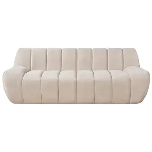 Canape droit fixe beige 3 places DIVA pas cher