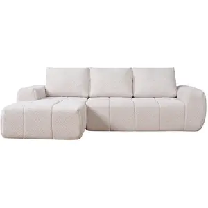 Canapé d'angle beige fixe 3 places CLOUDY pas cher