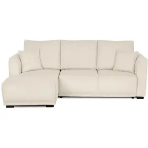Canapé d'angle beige convertible MARTHA pas cher