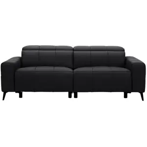Canape droit relax électrique noir 3 pla ALONZO pas cher