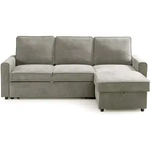 Canapé d'angle taupe convertible 3 place LURKEY pas cher