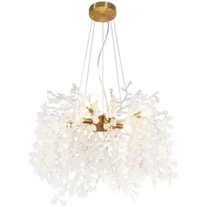 Suspension Verre 120 cm doré IRIS pas cher