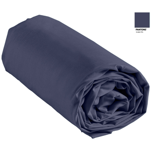 Drap housse 160x200 cm SATINA coloris bleu pas cher