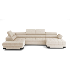 Canapé d'angle beige convertible 5 pl SELVA pas cher
