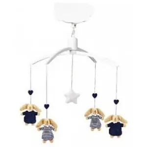 Trousselier Mobile Musical Lapin Nid d'Ange Bleu marine et Mariniere pas cher